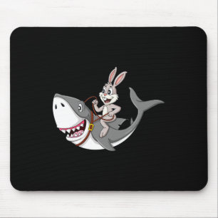 Rabbit Riding Shark Easter Fun Boys Girls Kids Mouse Pad