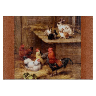 Rabbit Rooster Bunnies Farm Animals Pets Cutting Board