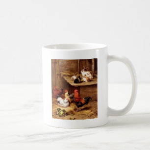 Rabbit rooster hens farm animals bunnies coffee mug