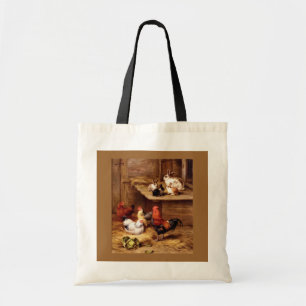 Rabbit rooster hens farm animals bunnies tote bag