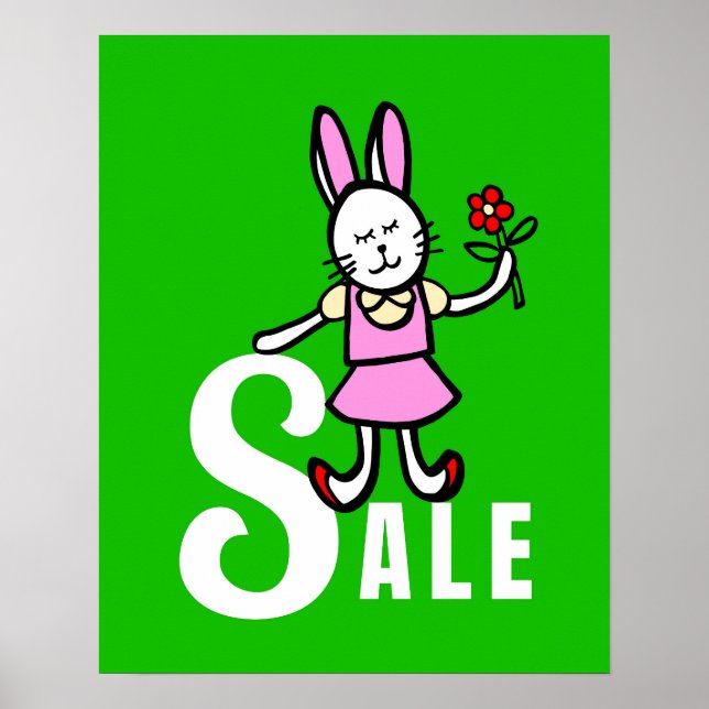 Rabbit Sale Sign, Boutique Poster, Retail Signage Poster (Front)