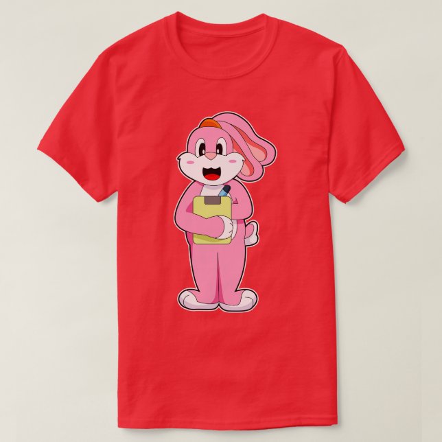 Rabbit Secretary Notepad T-Shirt (Design Front)