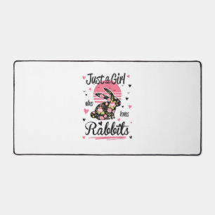 Rabbit Shirt. Just A Girl Who Loves Rabbits Desk Mat