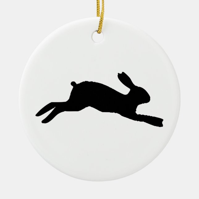 Rabbit Silhouette Ceramic Ornament (Front)