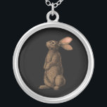 Rabbit Silver Plated Necklace<br><div class="desc">Hand-painted cute rabbit.</div>