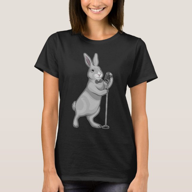 Rabbit Singer Microphone Music T-Shirt (Front)
