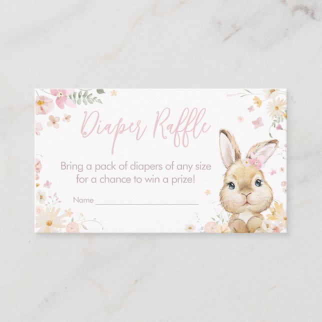 Rabbit Somebunny Baby Shower Diaper Raffle Enclosure Card (Front)