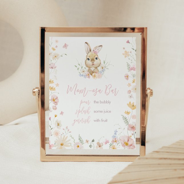 Rabbit Somebunny Baby Shower Mum Osa Bar Poster (Somebunny Rabbit Baby Shower Mom Osa Bar Sign)