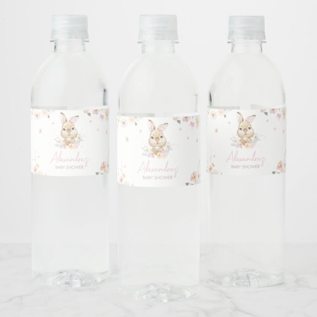 Rabbit Somebunny Baby Shower Water Bottle Label (Bottles)