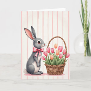 Rabbit Spring Flower Greeting Card