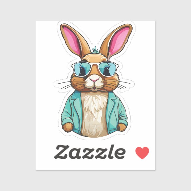 Rabbit Sticker with Jacket and Sunglasses (Sheet)