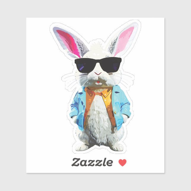 Rabbit Sticker with Jacket and Sunglasses (Sheet)
