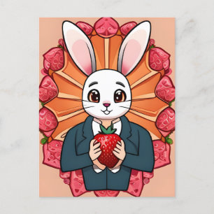 Rabbit, Strawberry, Mandala, Postcrossing Postcard