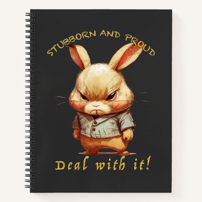 Rabbit Stubborn Deal With It Cute Adorable Funny  Notebook (Front)