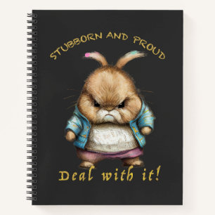 Rabbit Stubborn Deal With It Cute Adorable Funny Notebook