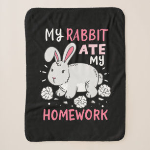 Rabbit Student Back To School Sherpa Blanket