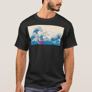 Rabbit Surfing Great Wave Off Kanagawa Surfer Rabb T-Shirt