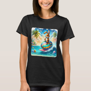 Rabbit Surfs On Giant Easter Item In Sea. Sungles T-Shirt