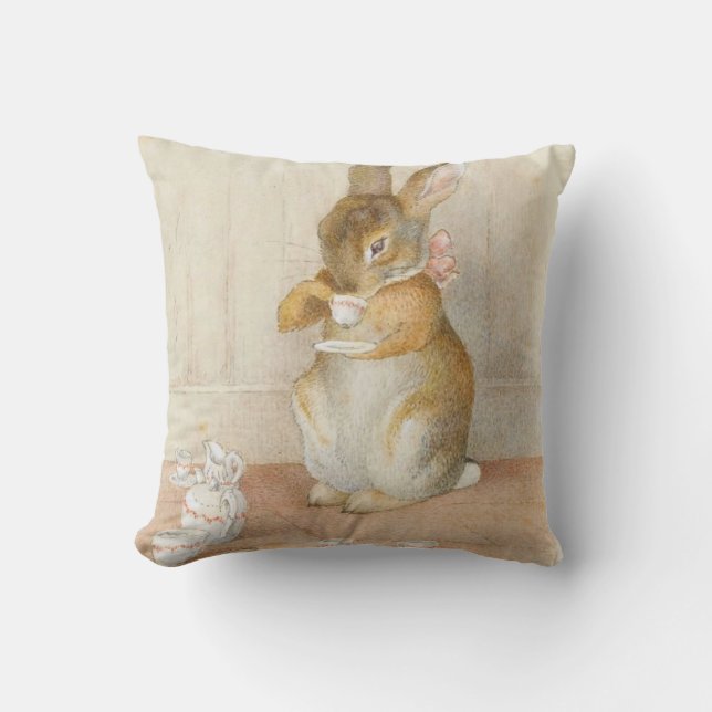 Rabbit Tea Party - Beatrix Potter Cushion (Front)