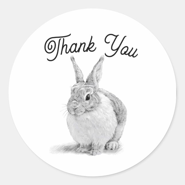 Rabbit Thank You Classic Round Sticker (Front)