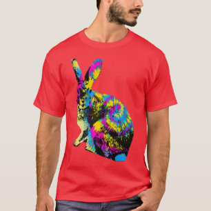Rabbit Tie Dye Retro 60s 70s Rainbow Trippy Hippi T-Shirt