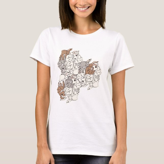 Rabbit Tile Tessellation (WBGL_BW) T-Shirt (Front)