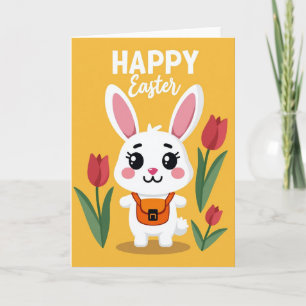Rabbit Tulip Easter Celebration Card