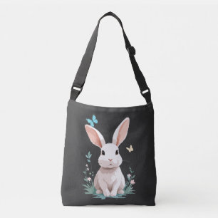 Rabbit Vector Painting Adorable Fun Animal Playing Crossbody Bag