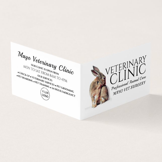 Rabbit, Veterinarian, Veterinary Service Detailed Business Card (Outside)
