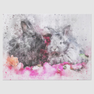 Rabbit Watercolor Decoupage Tissue Paper