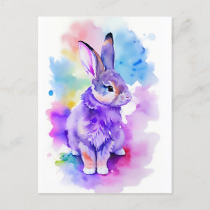 Rabbit Watercolor Portrait 2 Holiday Postcard