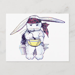 Rabbit Wearing Bandanna and Eating Cereal Postcard
