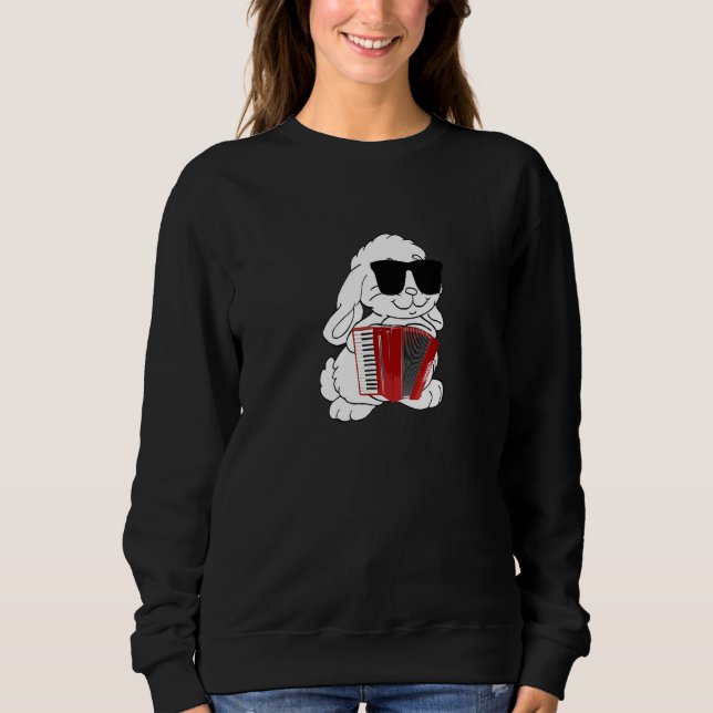 Rabbit Wearing Sunglasses Playing Accordion Sweatshirt (Front)