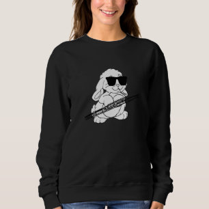 Rabbit Wearing Sunglasses Playing Bassoon Sweatshirt