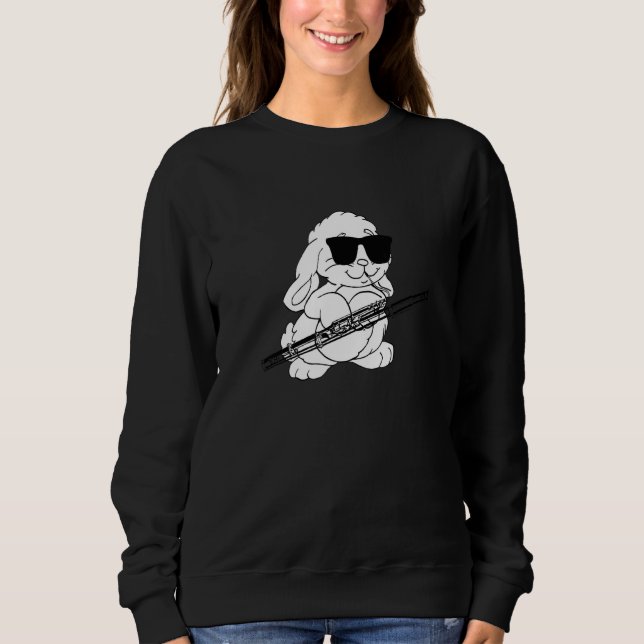 Rabbit Wearing Sunglasses Playing Bassoon Sweatshirt (Front)