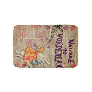 Rabbit Welcome To .. Alice In Wonderland Bath Mat