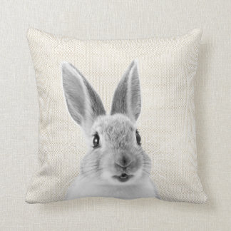 Rabbit White Grey Ivory Beige Warm Neutral Cottage Cushion