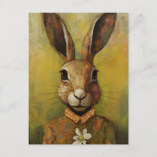 Rabbit with a White Flower Postcard