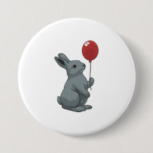 Rabbit with Balloon 7.5 Cm Round Badge