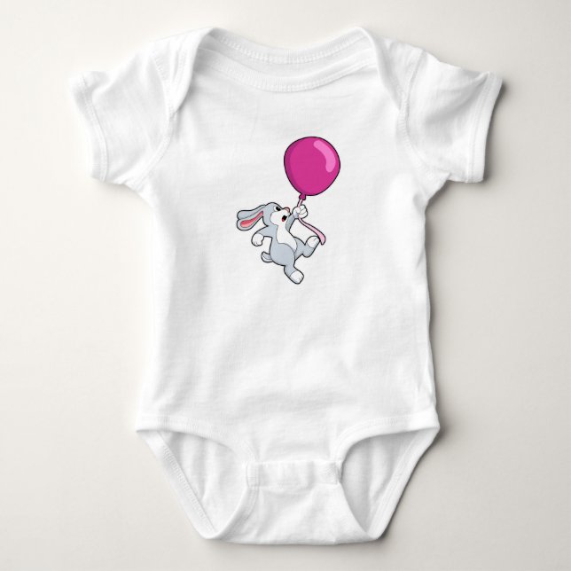 Rabbit with Balloon Baby Bodysuit (Front)