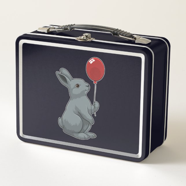 Rabbit with Balloon Metal Lunch Box (Front)