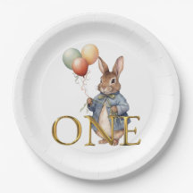 Rabbit with balloons First Birthday ONE
