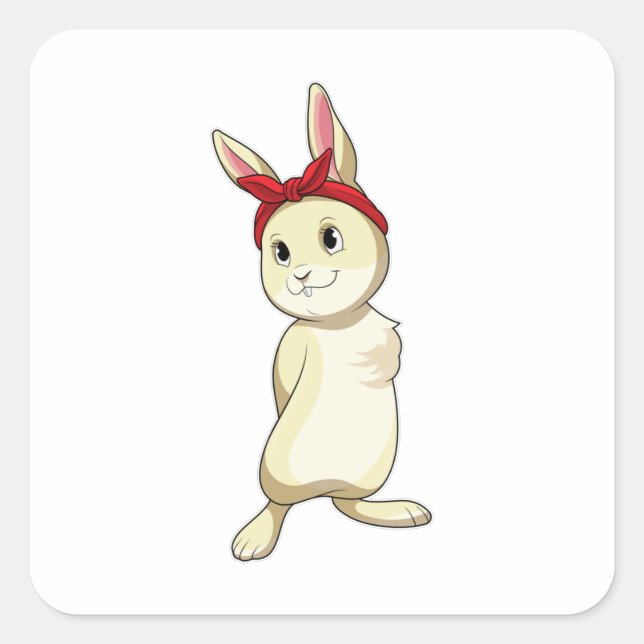 Rabbit with Bandana Square Sticker (Front)