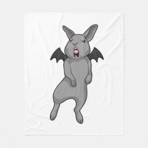 Rabbit with Bat wing Fleece Blanket