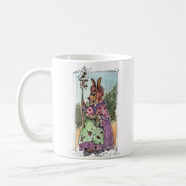 Rabbit with Bird Cage Coffee Mug (Left)