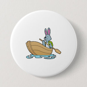 Rabbit with Boat & Paddle 7.5 Cm Round Badge