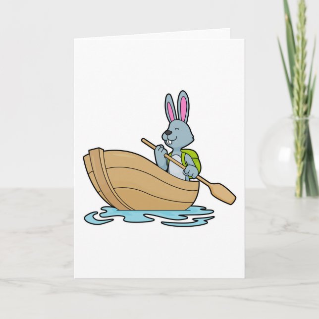 Rabbit with Boat & Paddle Card (Front)