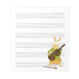 Rabbit With Broken Violin Music Manuscript Paper N Notepad
