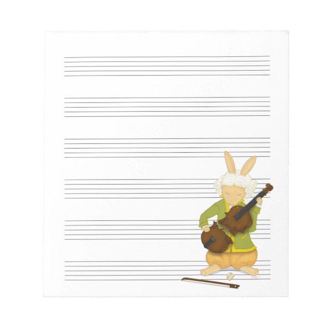 Rabbit With Broken Violin Music Manuscript Paper N Notepad (Front)