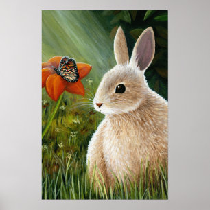 Rabbit with Butterfly 55 Poster